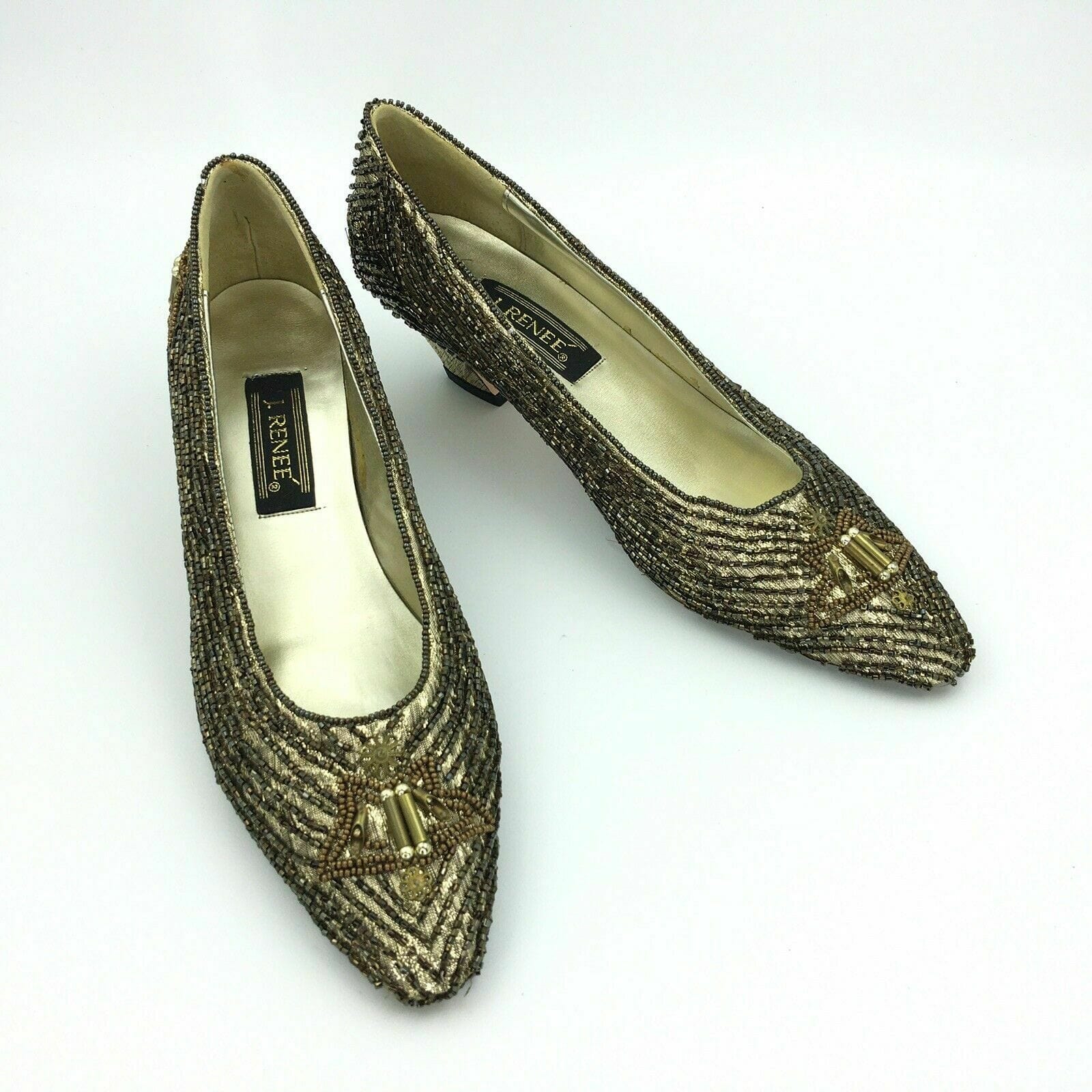 J Renee Evening Heels for Women Bronze Gold Beaded Pumps Parsimony Shoppes J Renee Evening Heels for Women Bronze Gold Beaded Pumps Parsimony Shoppes