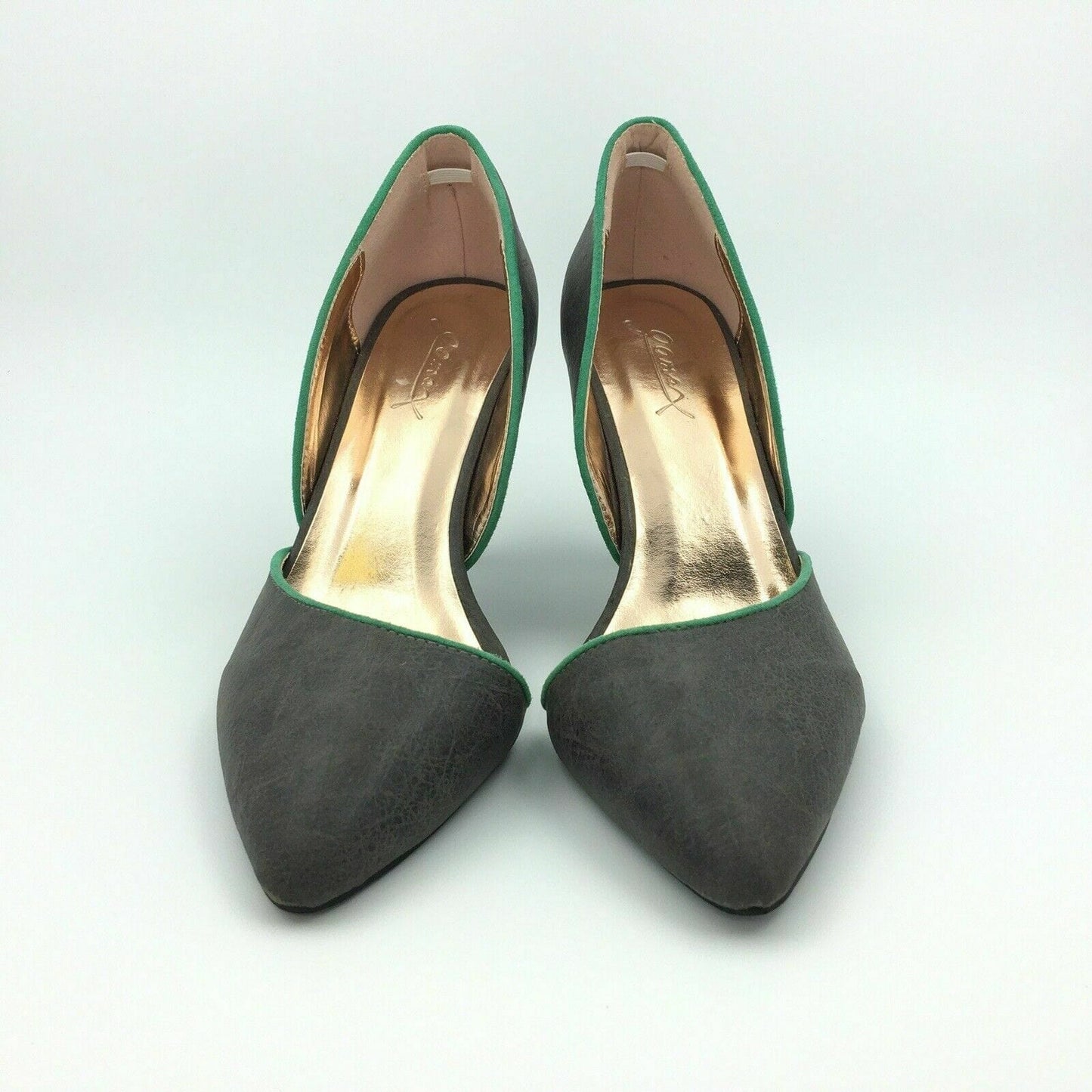 GoMax Womens Carabelle Size 9 Gray Green Pump Pointed Toe Heels Shoes