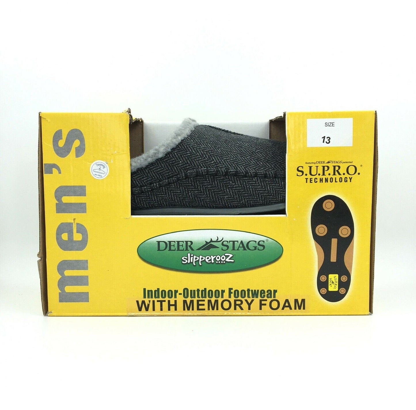 Slipperooz Mens NORDICPLUS Size 13M Black Tweed Slip-On Memory Foam Slippers