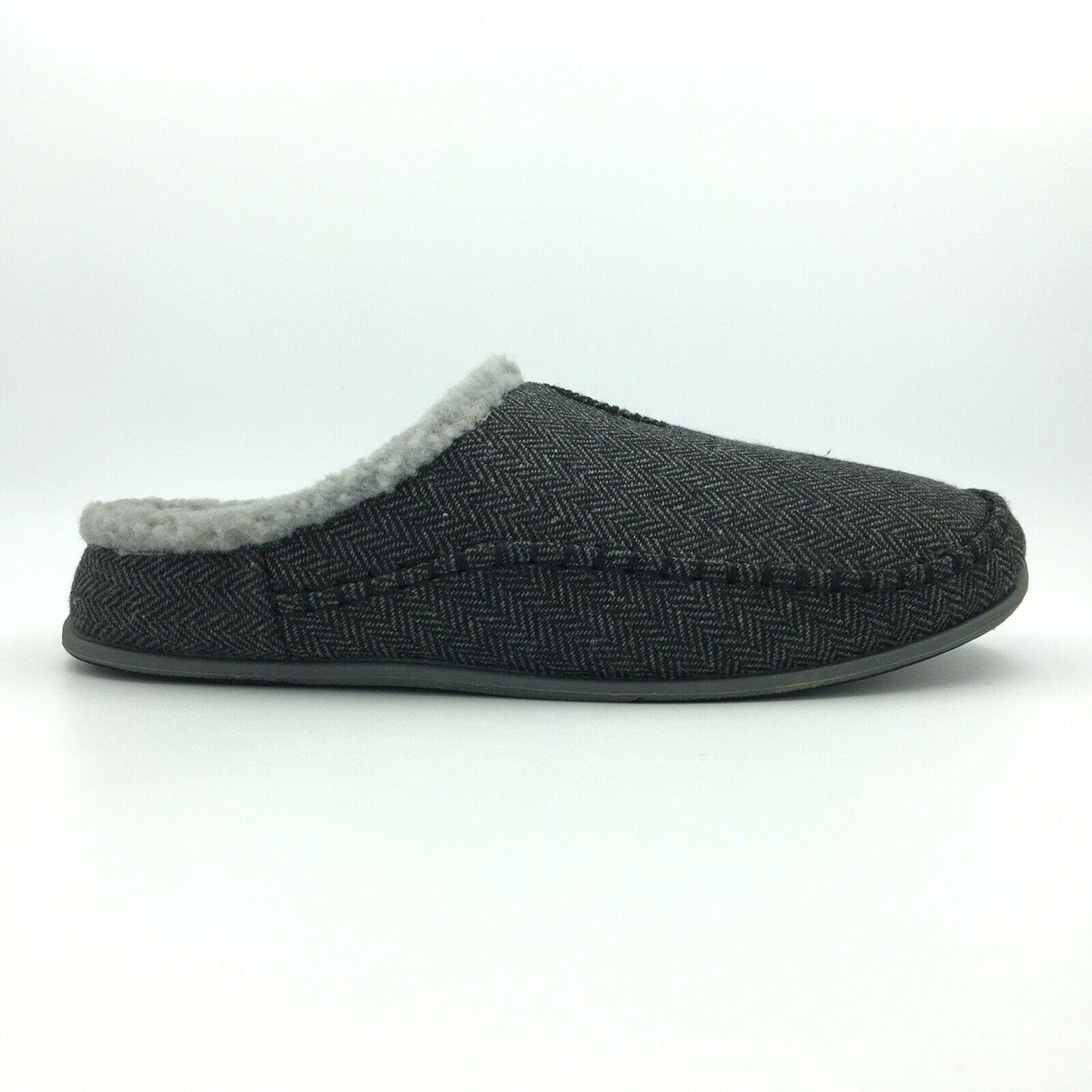 Slipperooz Mens NORDICPLUS Size 13M Black Tweed Slip-On Memory Foam Slippers