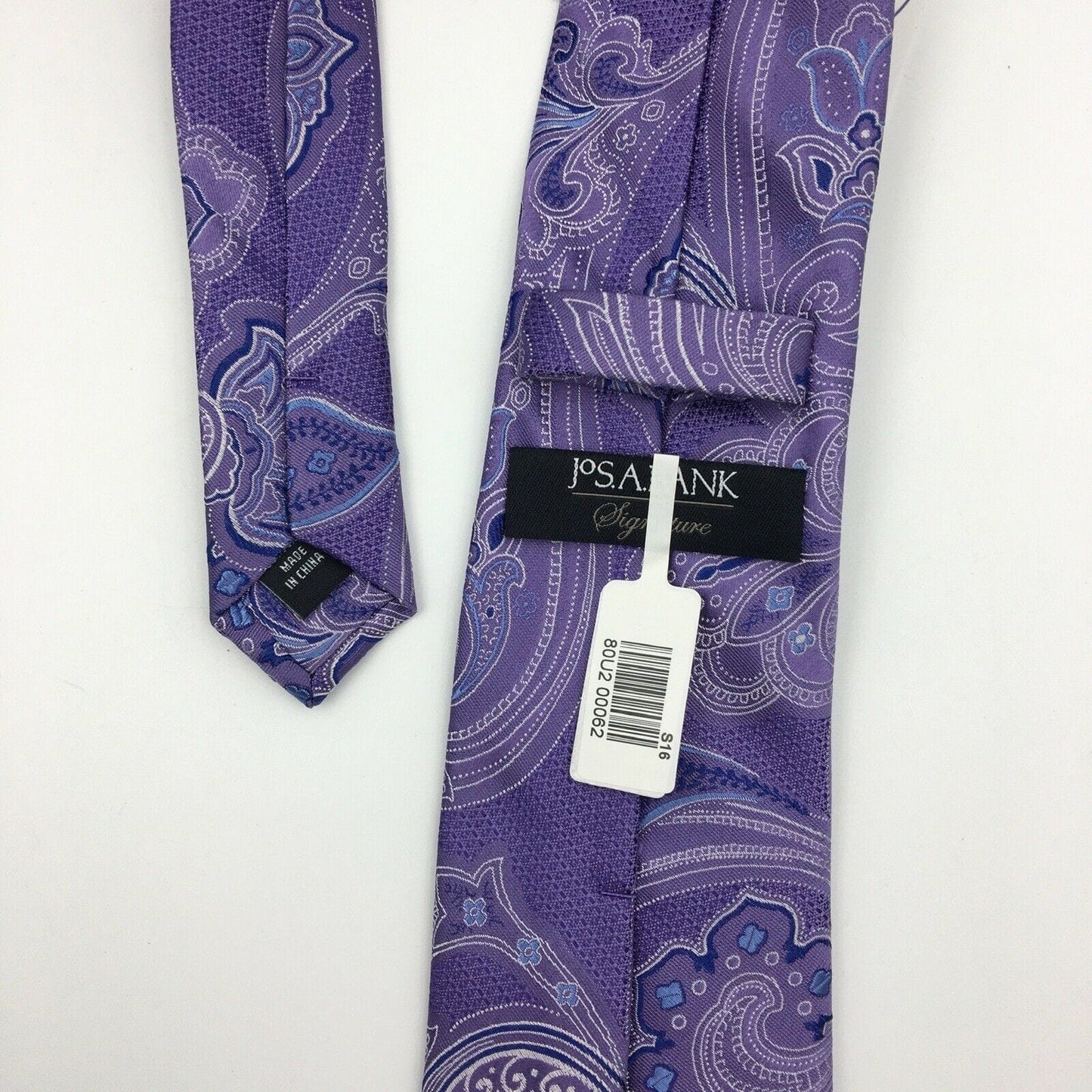 New Jos A Bank Mens Purple Paisley Necktie Tie One Size 54” $79