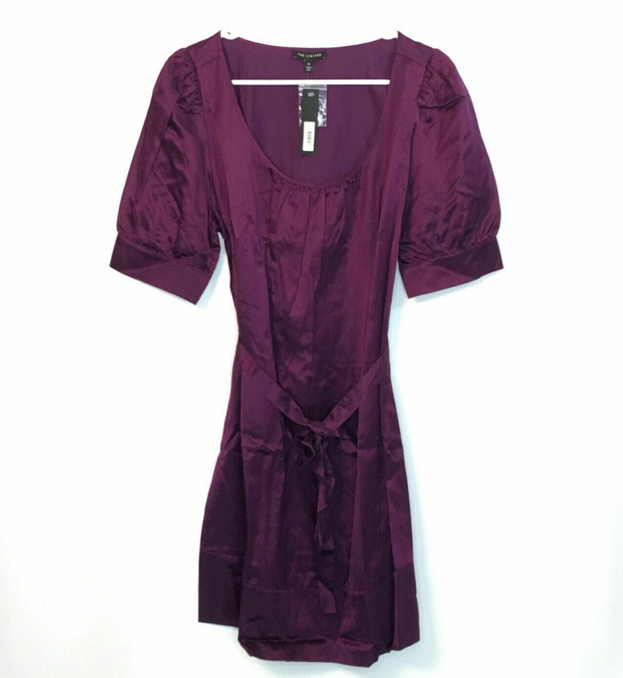 The Limited Womens Size M Purple Short Sleeve Belted Blouson Dress NWT
