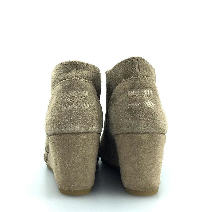 Toms Womens Shoes Size 10 Beige Suede Lace Up Wedge Booties