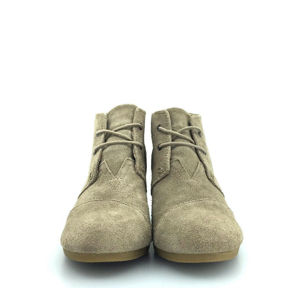 Toms Womens Shoes Size 10 Beige Suede Lace Up Wedge Booties