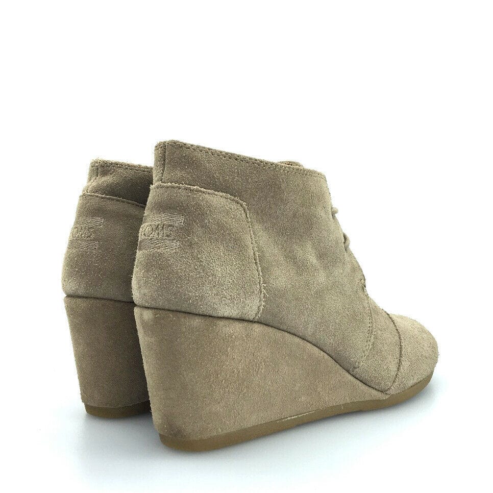 Toms Womens Shoes Size 10 Beige Suede Lace Up Wedge Booties