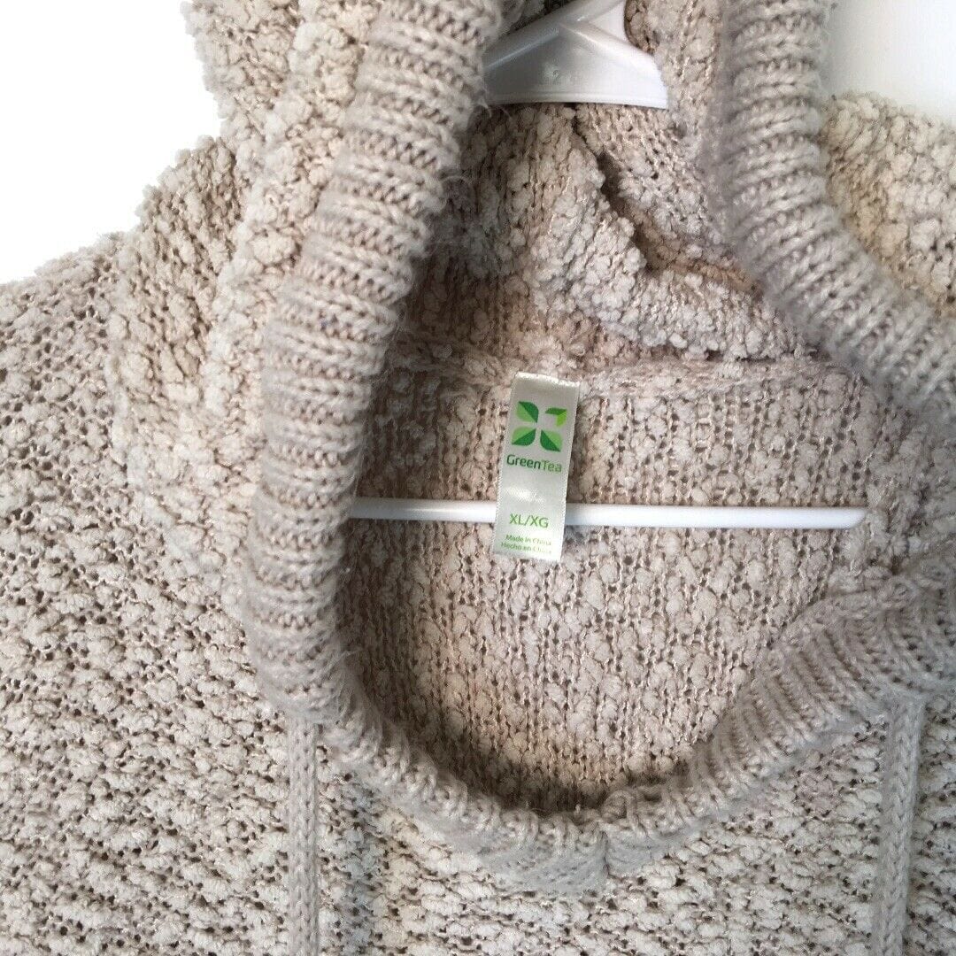 Beige knit hoodie hot sale