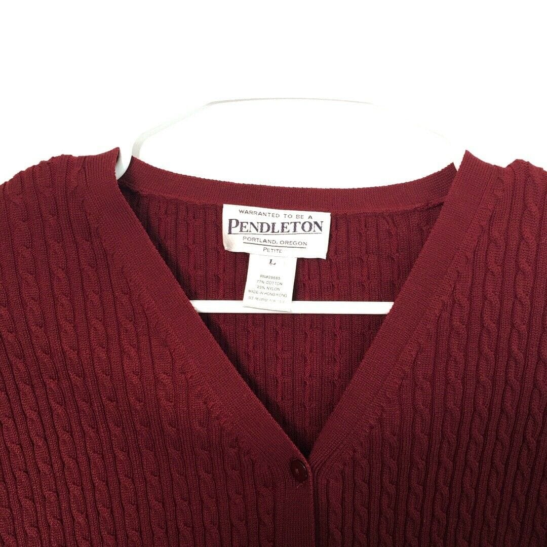 Pendleton Womens Cardigan Size Petite L PL Scarlet Red Sweater