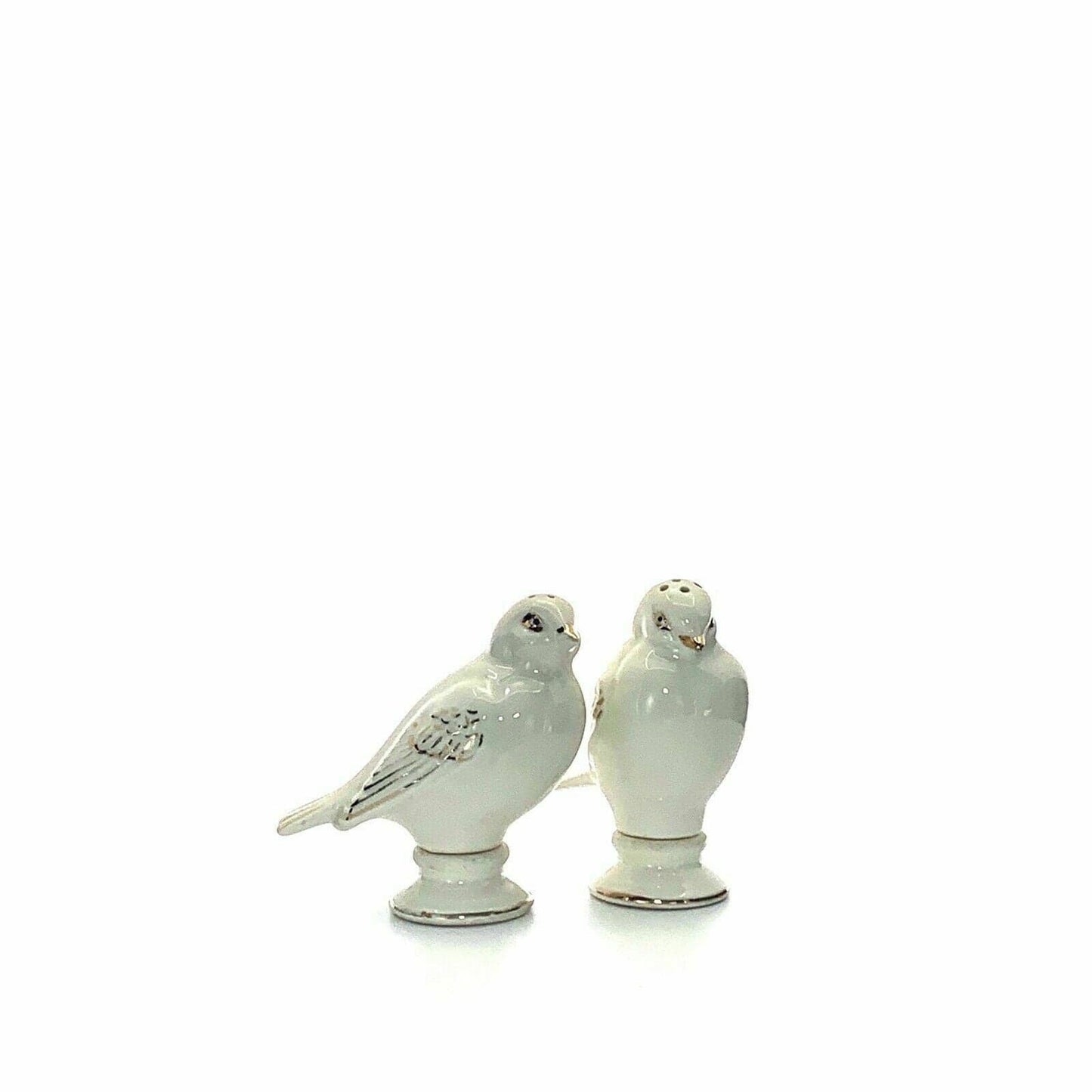 Vintage Goldcastle Ivory Songbird Salt & Pepper Shakers Set Gold Accents