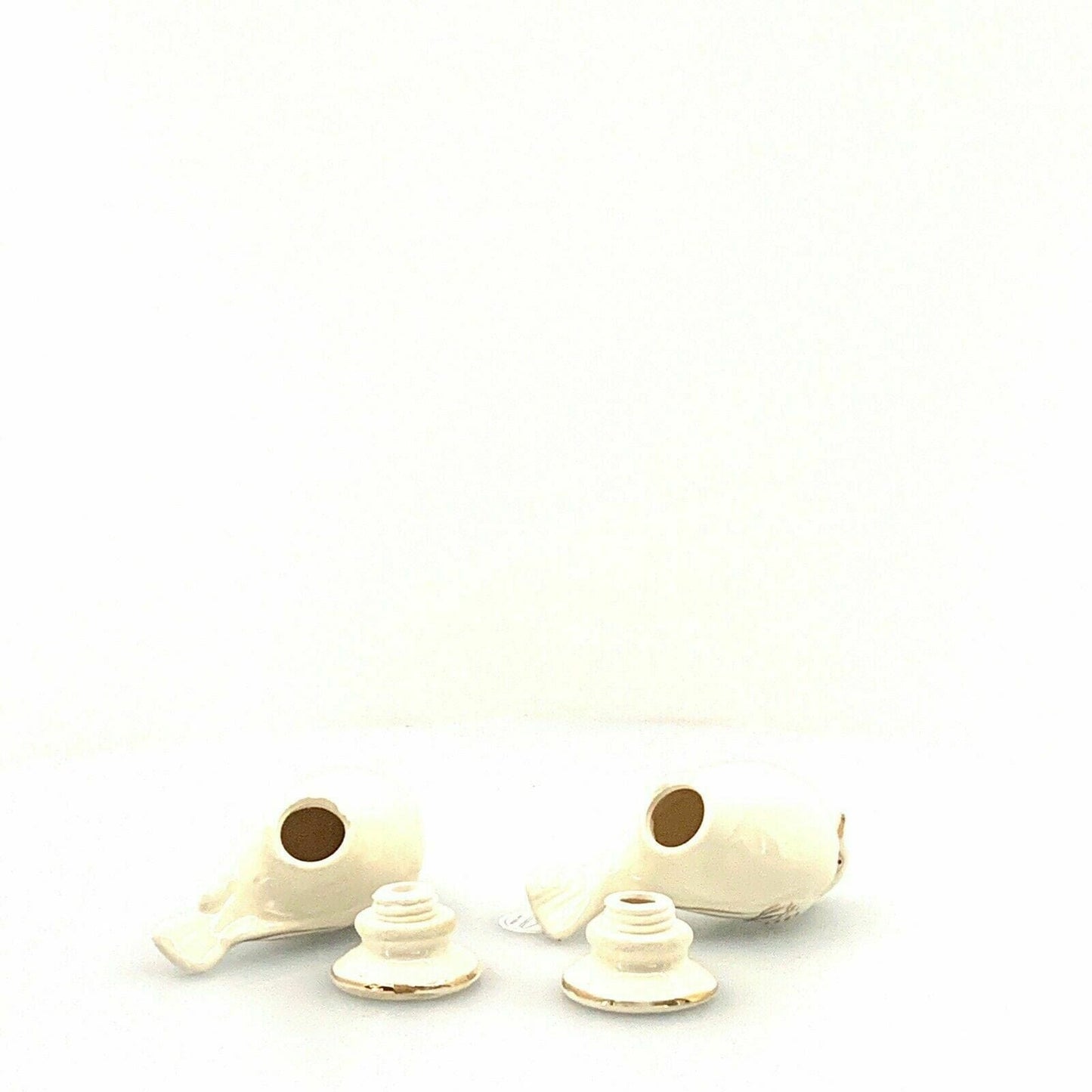 Vintage Goldcastle Ivory Songbird Salt & Pepper Shakers Set Gold Accents