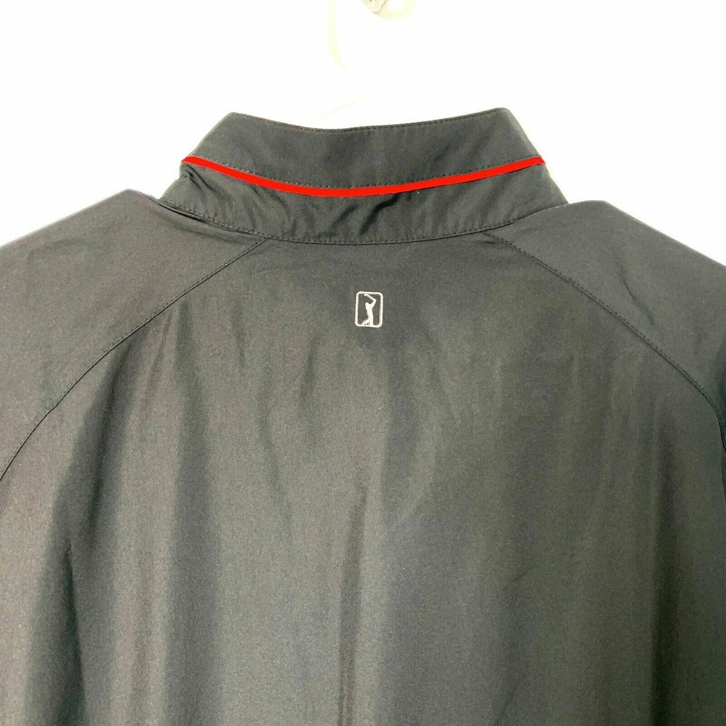PGA Tour Mens Size L Black Red Golf Windbreaker Jacket Short Sleeve