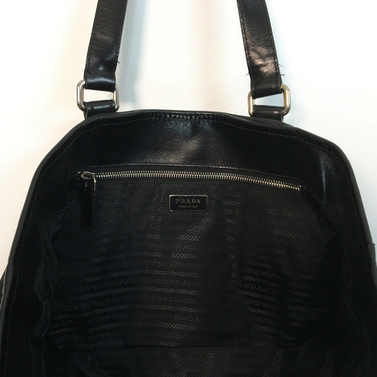 PRADA | Womens Nylon/Leather Expandable Shoulder Tote Snaps Nero | Color: Black | Size: L | Pre-Owned