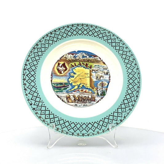 State Collectors Souvenir Plate Alaska Collectible, White - 9.5”