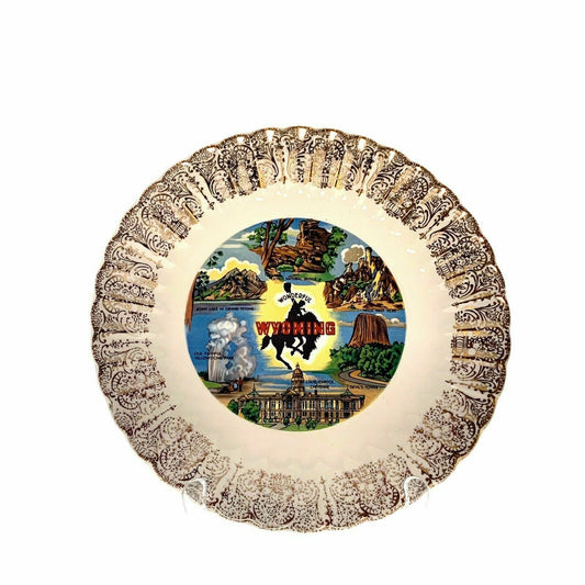 State Of Wyoming Souvenir Collectible Plate, White - 9.5”