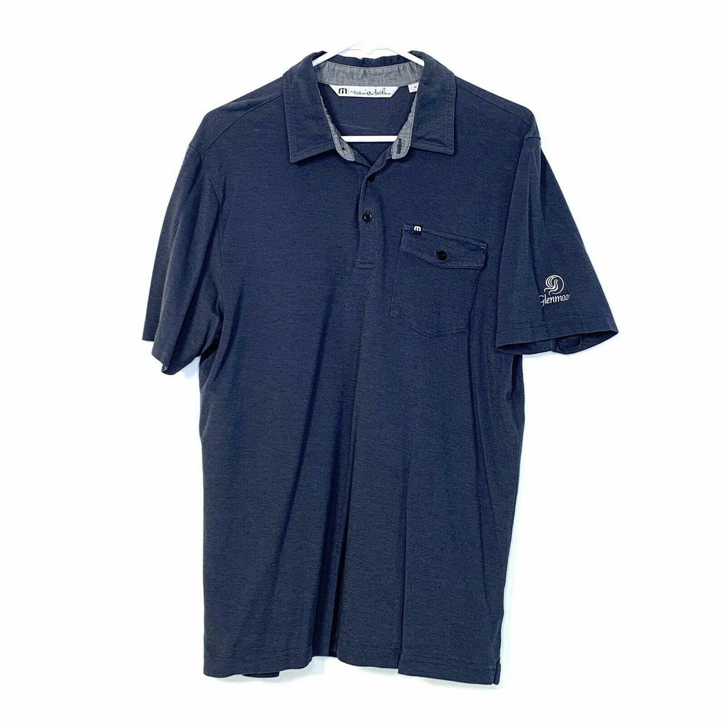 TravisMathew Mens Size Medium Blue Polo Golf Shirt “Broadmoor” Short Sleeve