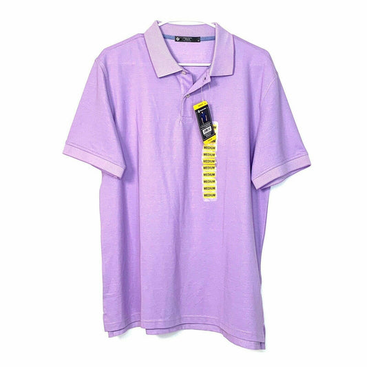 Members Mark Mens Size Medium Cotton Polo Short Sleeve Violet Stripe