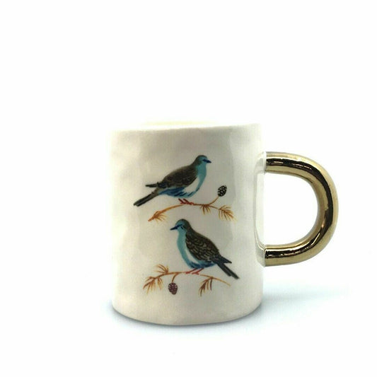 Angela Stachling Booville Magenta 2 Turtle Doves Coffee Cup Mug Gold Tone Handle