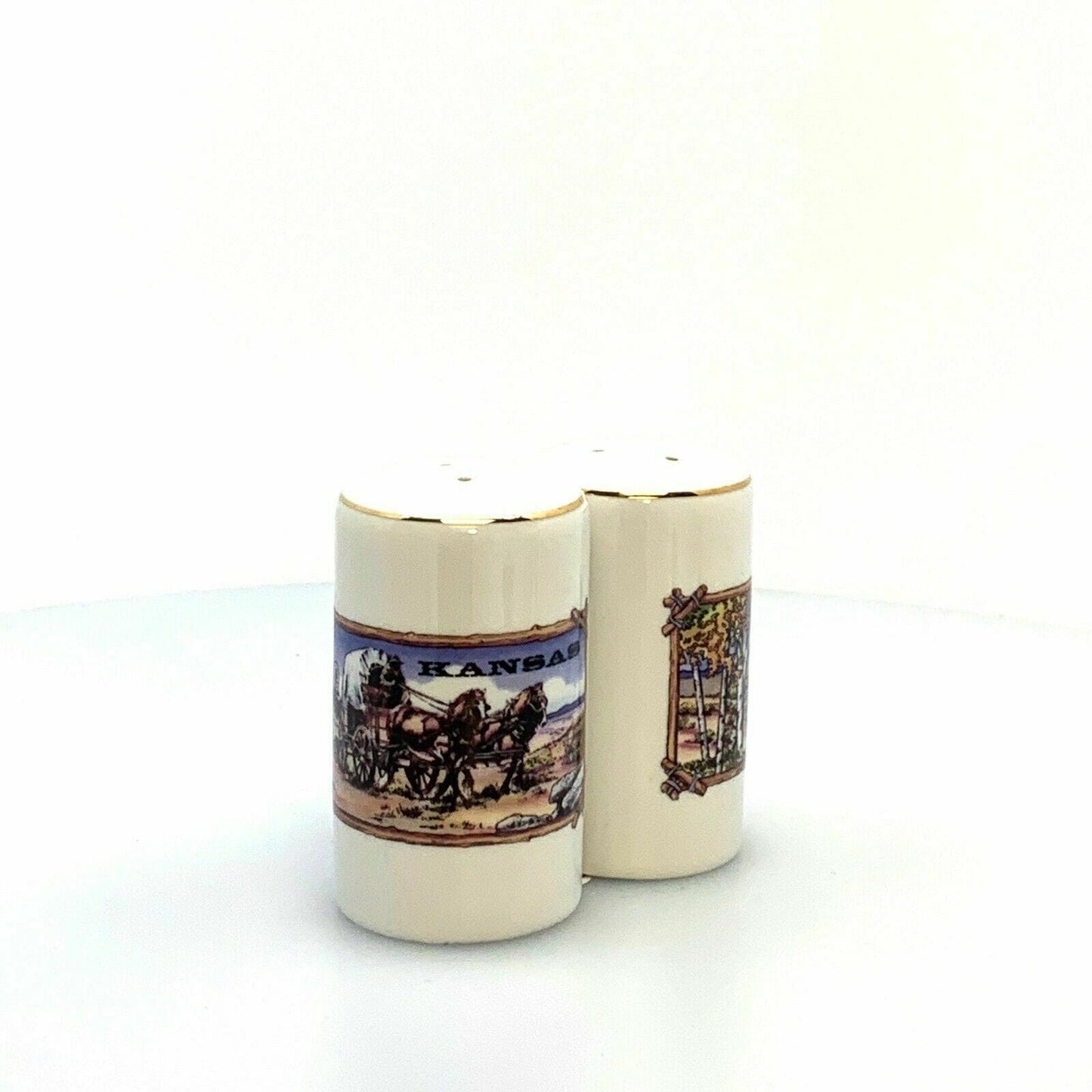 Vintage State of Kansas Souvenir Salt And Pepper Shakers Set Ceramic