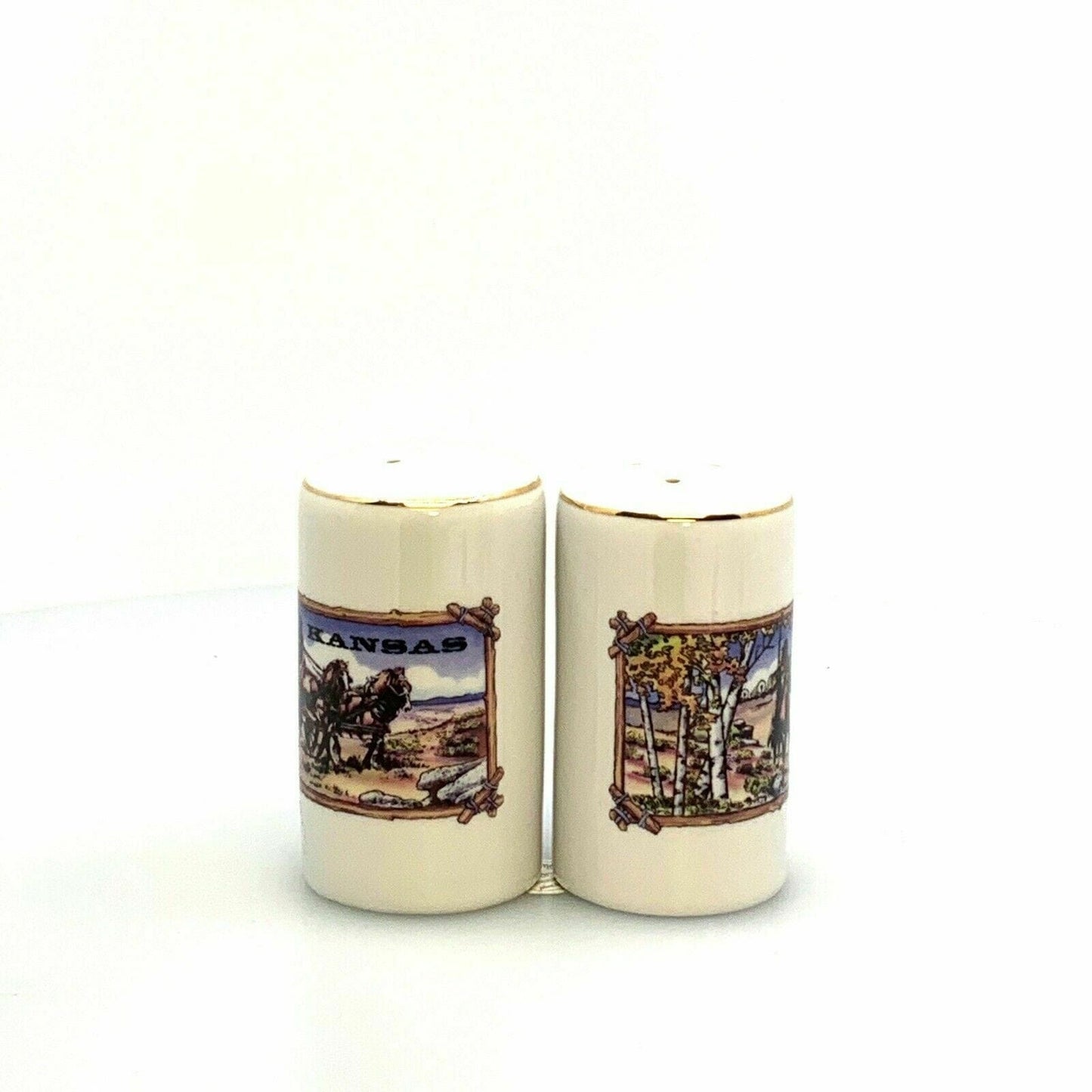 Vintage State of Kansas Souvenir Salt And Pepper Shakers Set Ceramic