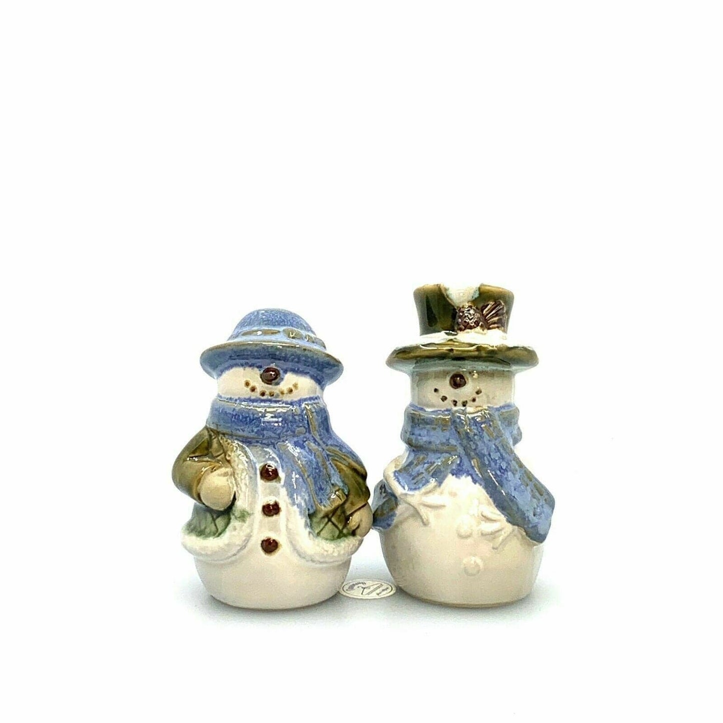 Mr & Mrs Snowman Couple Salt And Pepper Shakers Set Stoneware