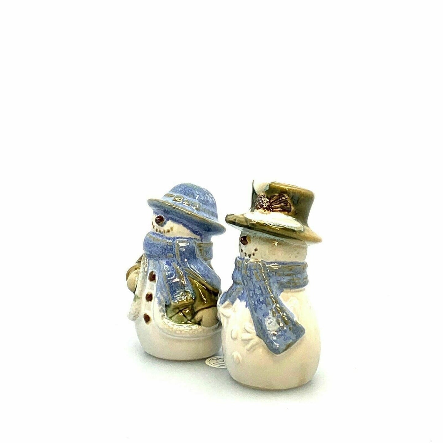 Mr & Mrs Snowman Couple Salt And Pepper Shakers Set Stoneware