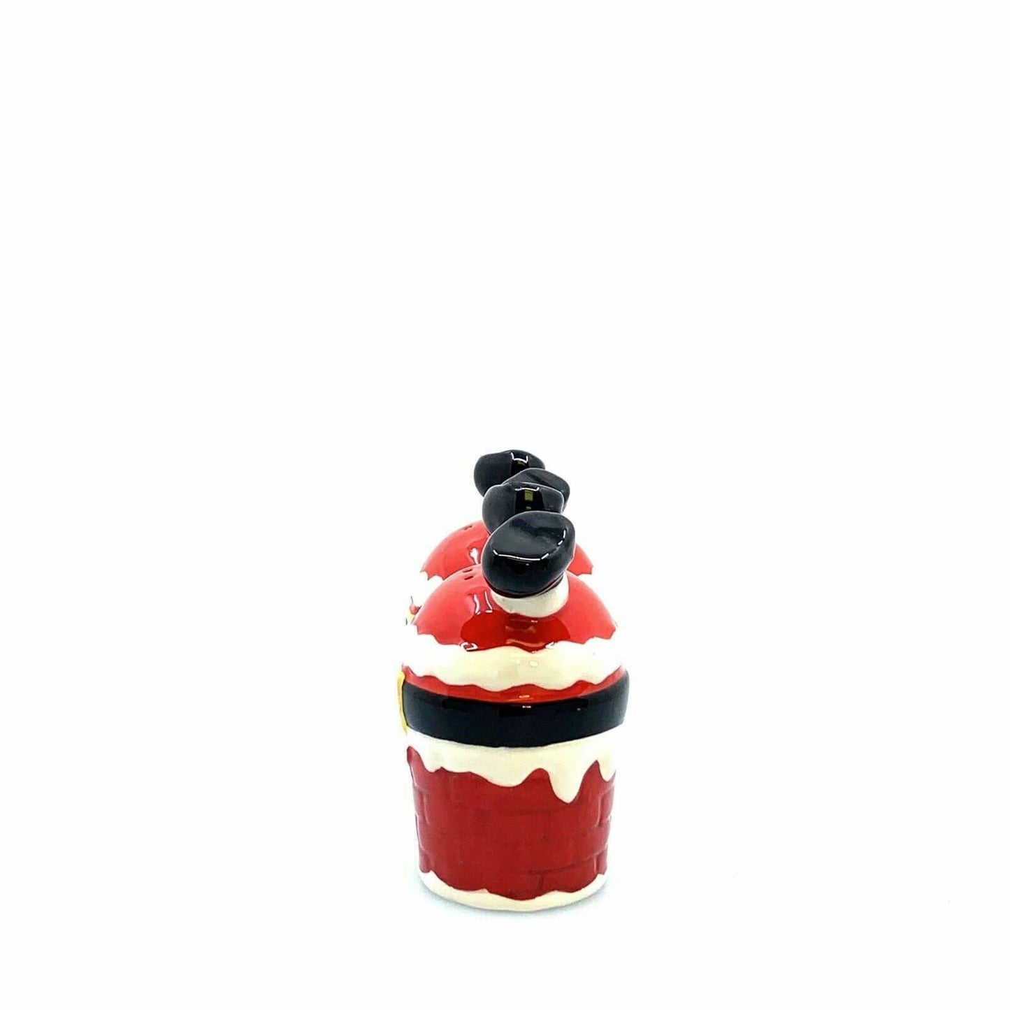 Santa Going Down the Chimney Salt And Pepper Shakers Set Ceramic