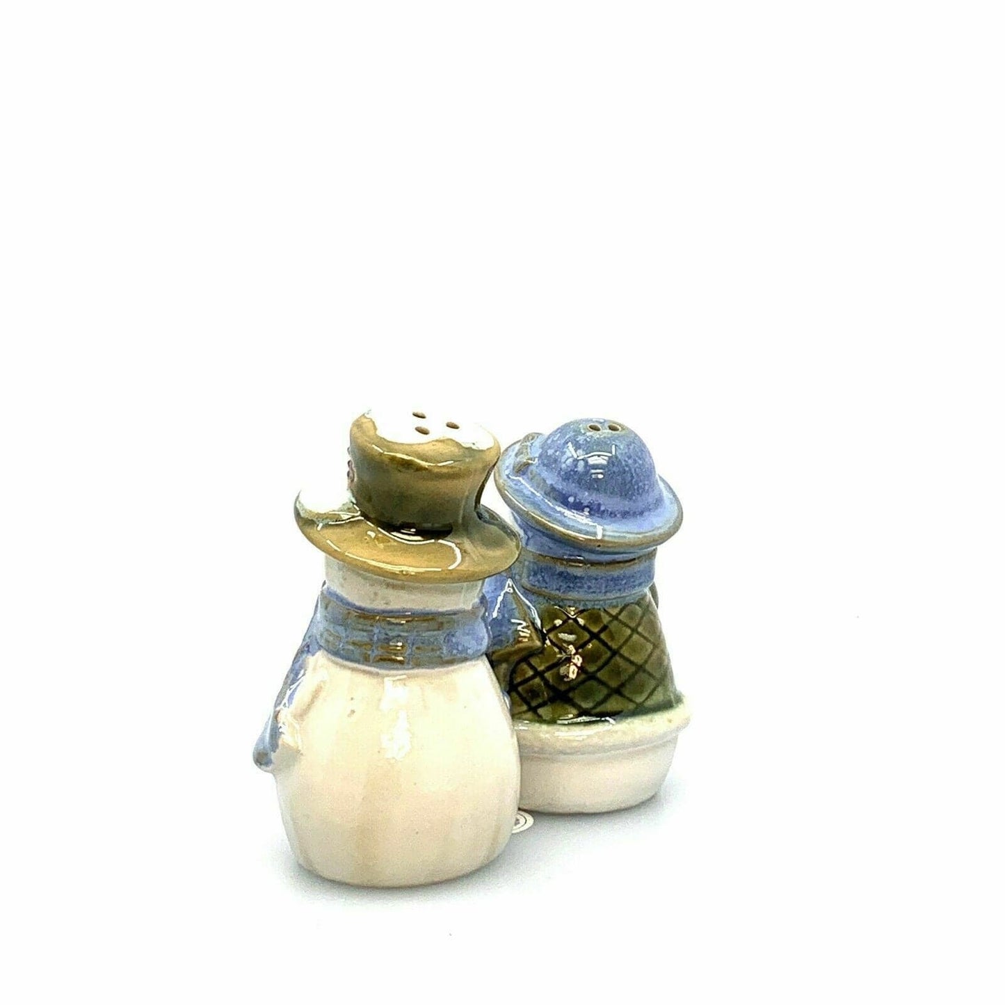 Mr & Mrs Snowman Couple Salt And Pepper Shakers Set Stoneware