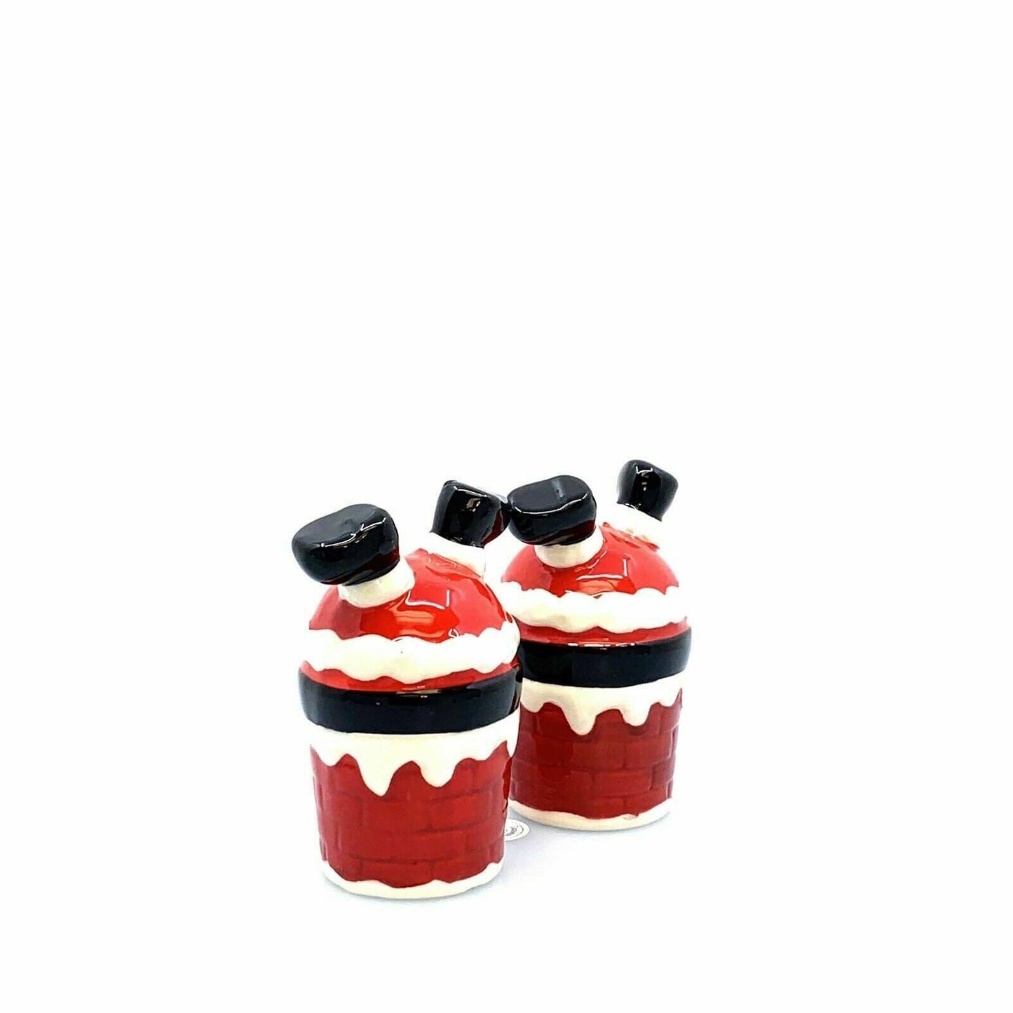 Santa Going Down the Chimney Salt And Pepper Shakers Set Ceramic