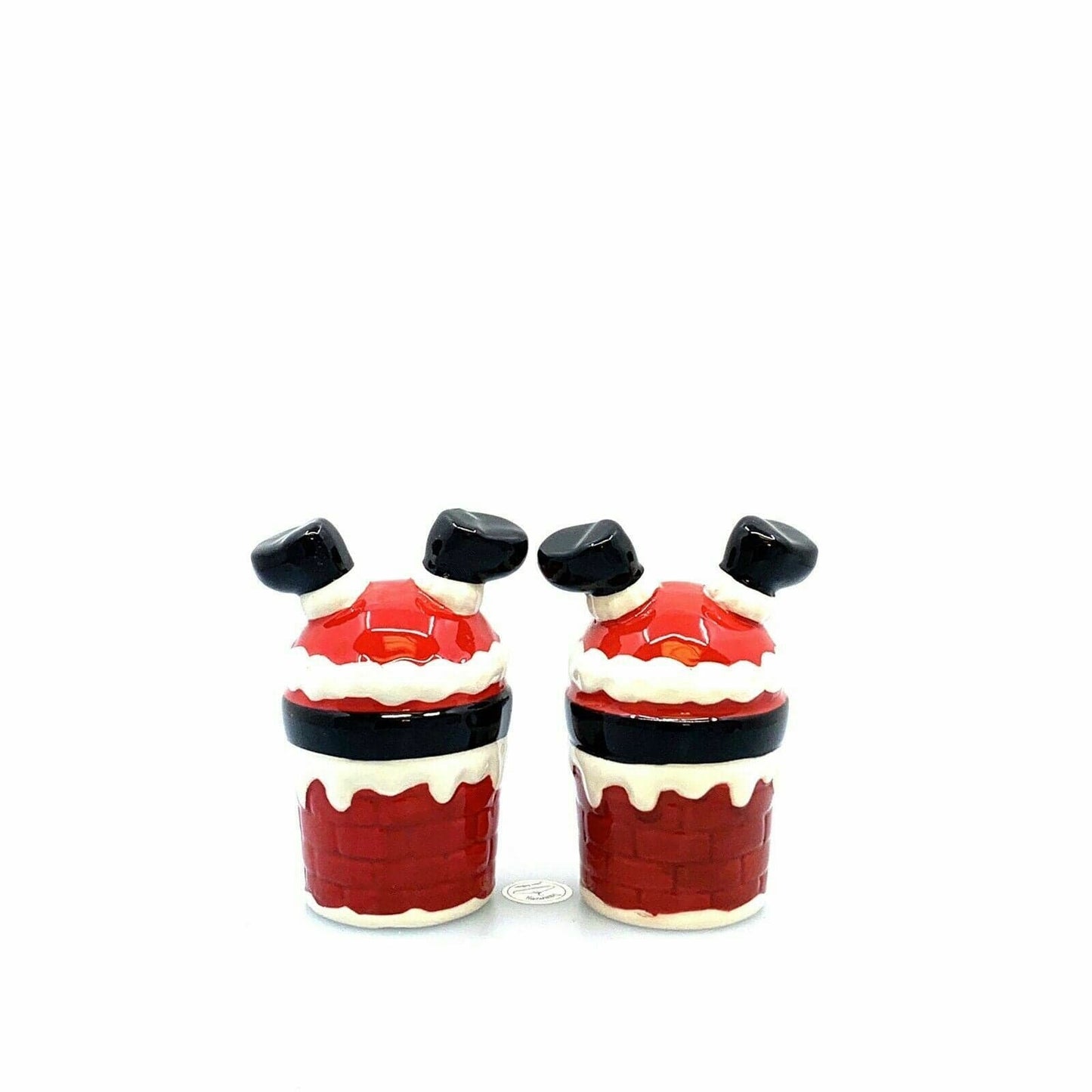 Santa Going Down the Chimney Salt And Pepper Shakers Set Ceramic