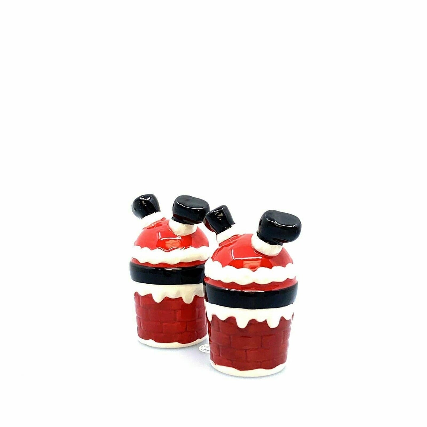 Santa Going Down the Chimney Salt And Pepper Shakers Set Ceramic