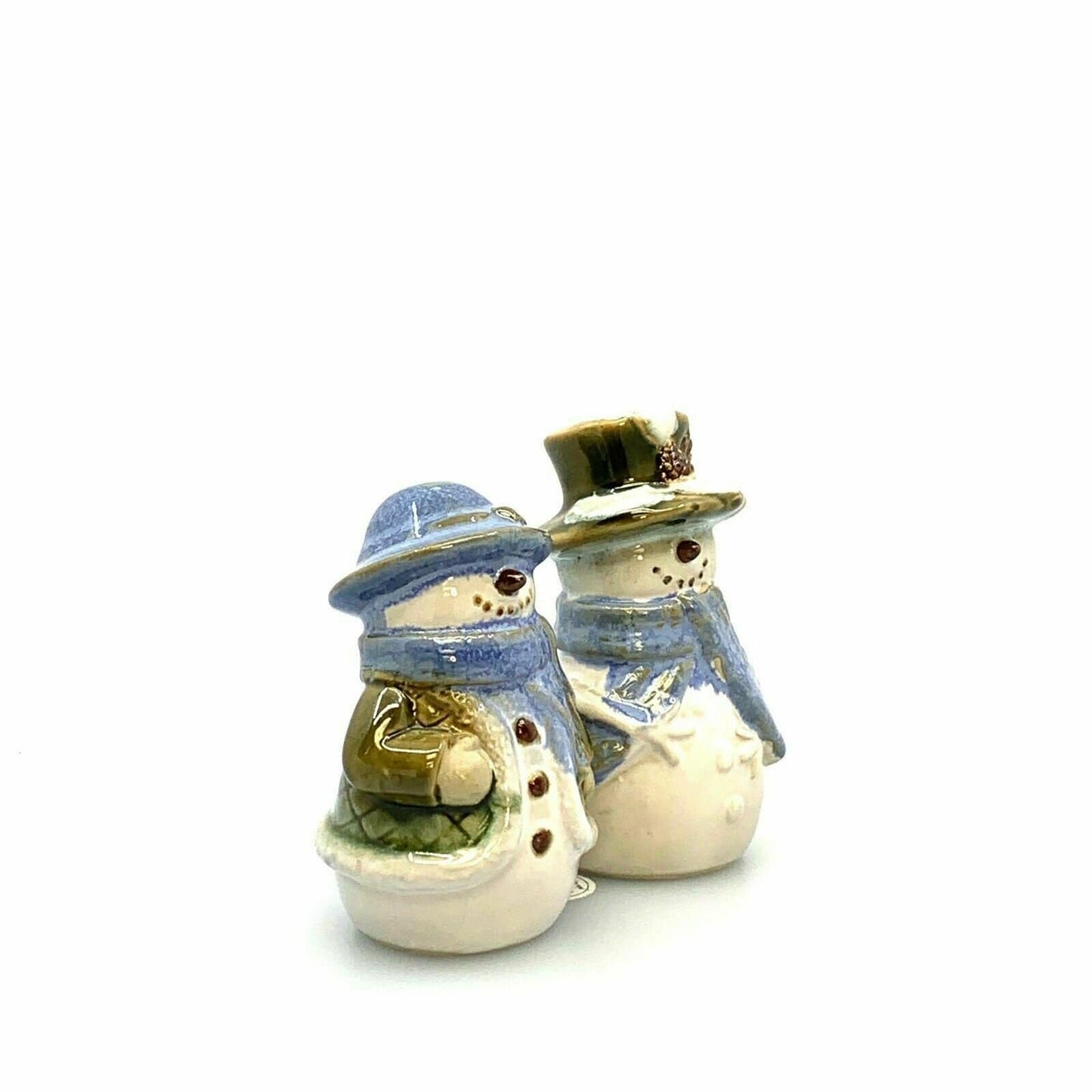 Mr & Mrs Snowman Couple Salt And Pepper Shakers Set Stoneware