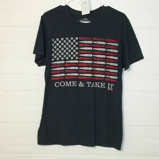 Mens T-Shirt Gray Come And Take It Size Small S American Flag Bullets Patriotic