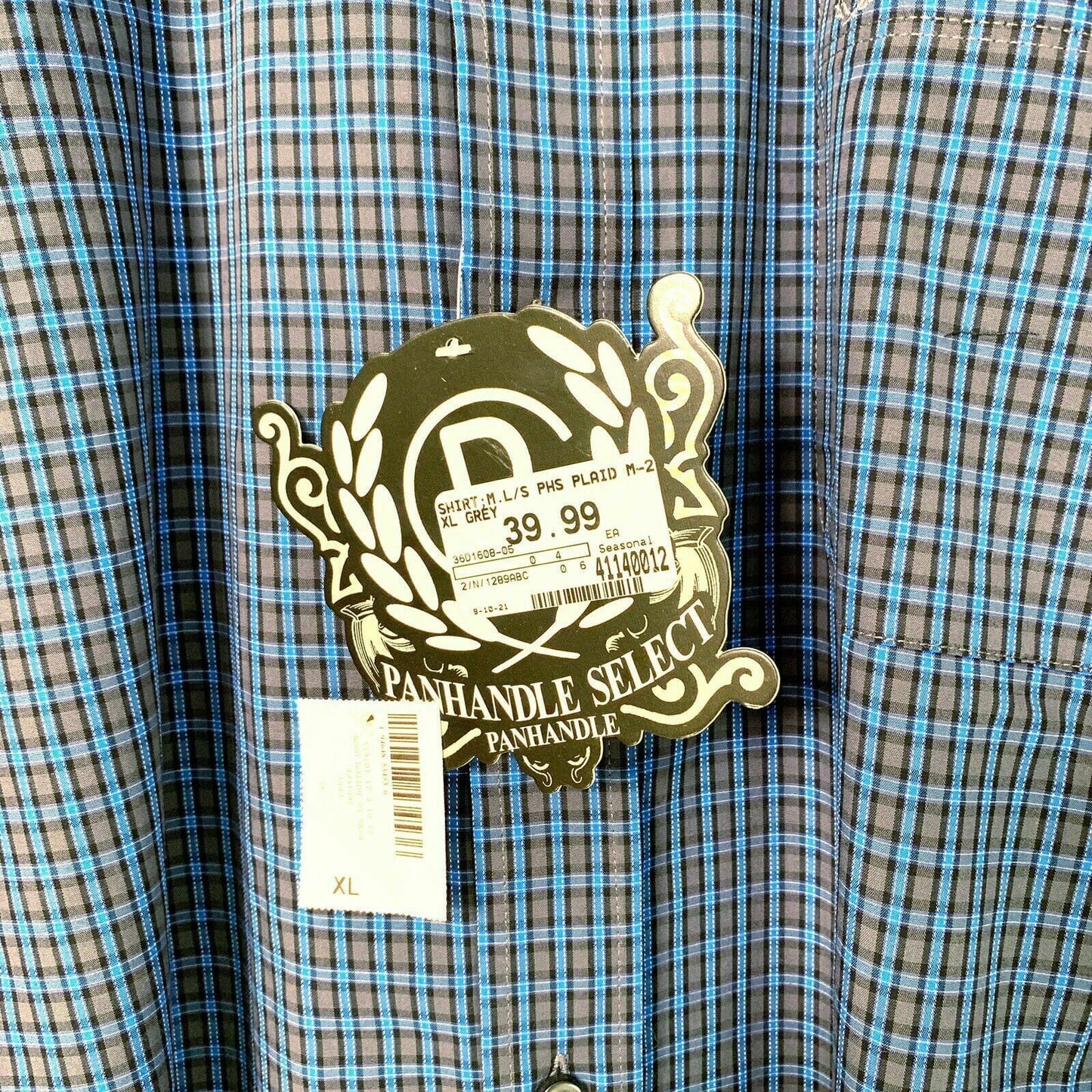 Panhandle Select Mens Size XL Blue Check Dress Shirt Button Down Long Sleeve