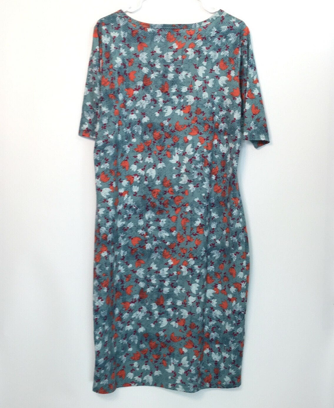LuLaRoe Womens Size 2XL Blue Floral Print Julia Dress Scoop Neck S/s