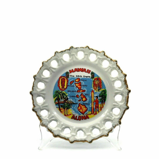 State Of Hawaii The 50th Souvenir Collectible Plate, White - 8”