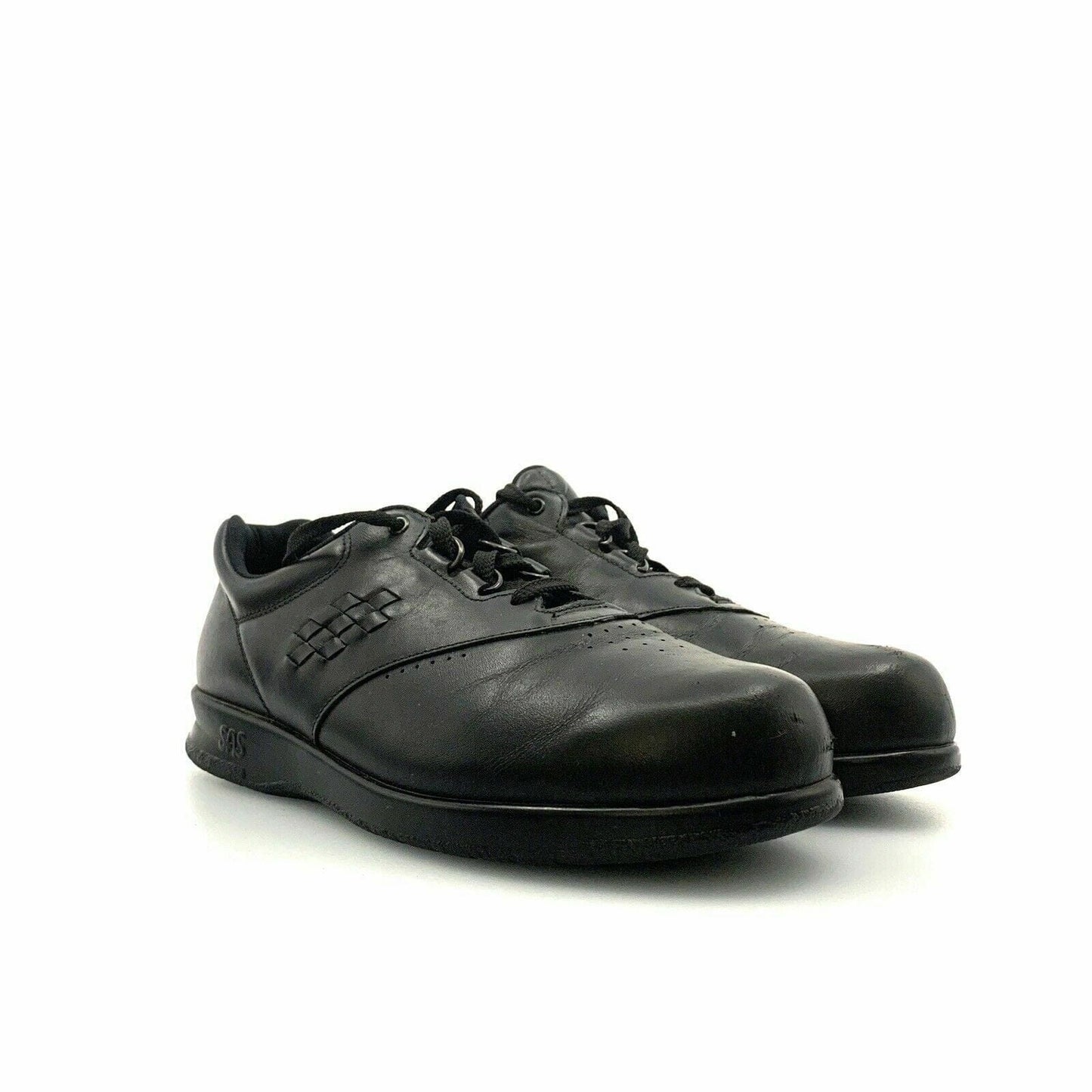 SAS Womens Size 9.5M Black Free Time Lace Up Diabetic Shoes Walking Comfort