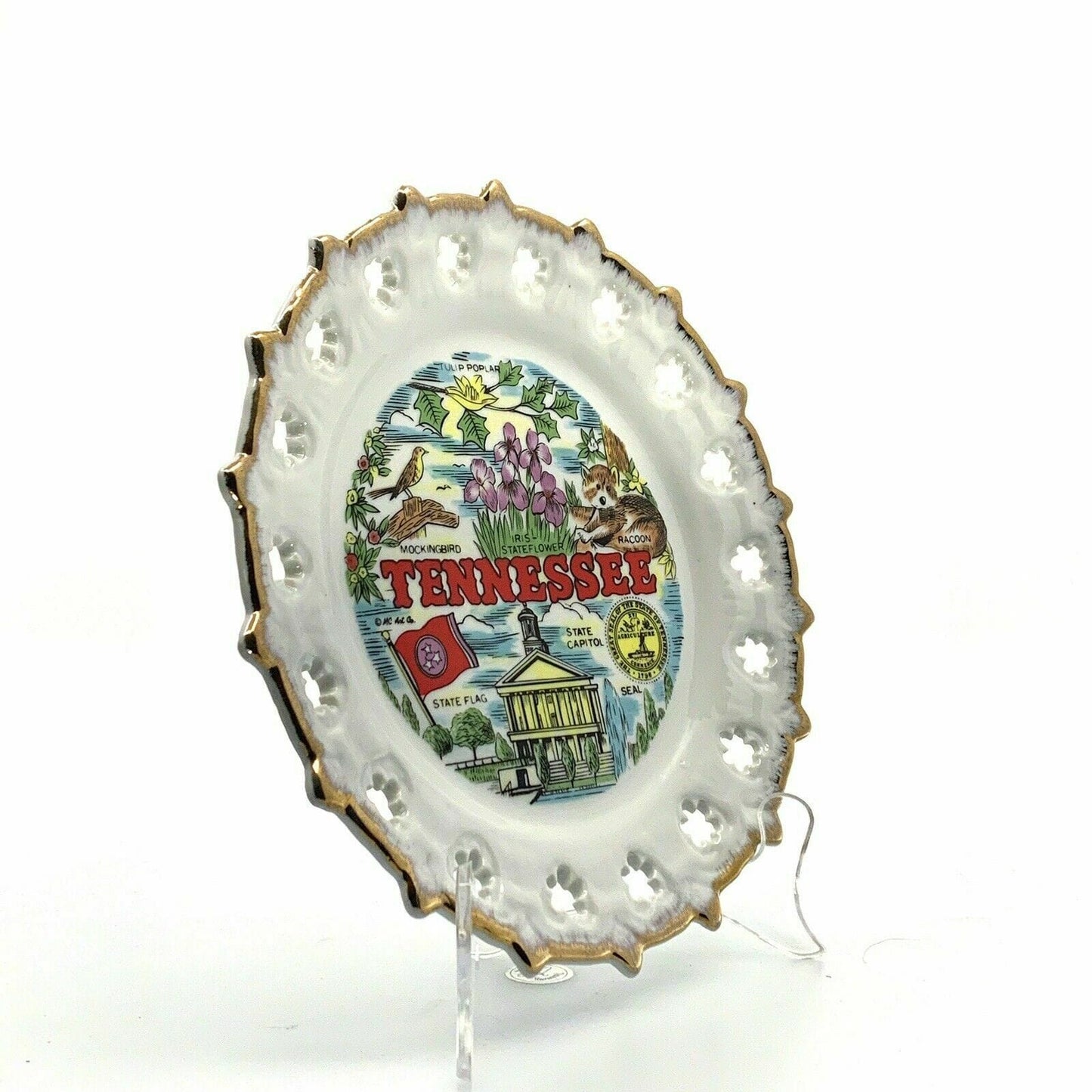 State Of Tennessee Souvenir Collectible Plate, White - 9”