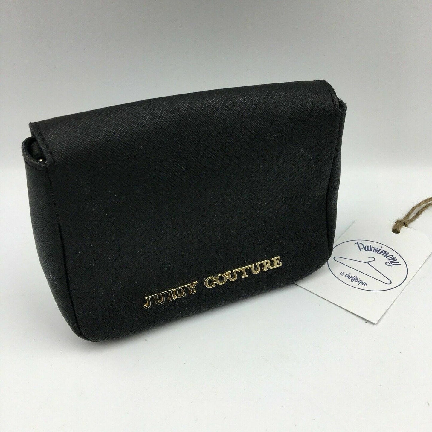 Juicy Couture Black Hatched Leather Bag Purse with Gold Chain Cross Body
