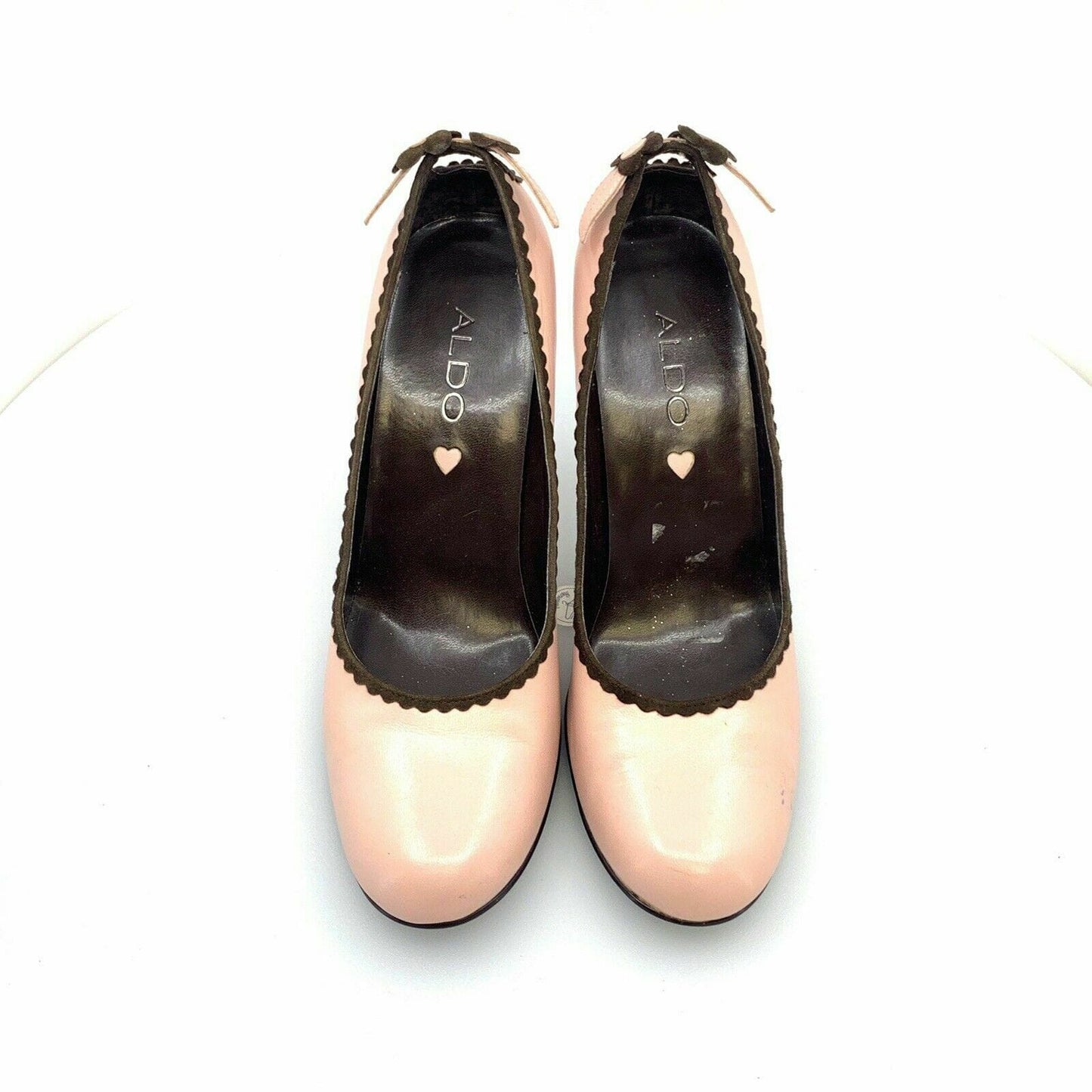 Aldo Womens Round Toe Spool Heel Cutout Flower Pumps, Pink / Brown - Size 6.5