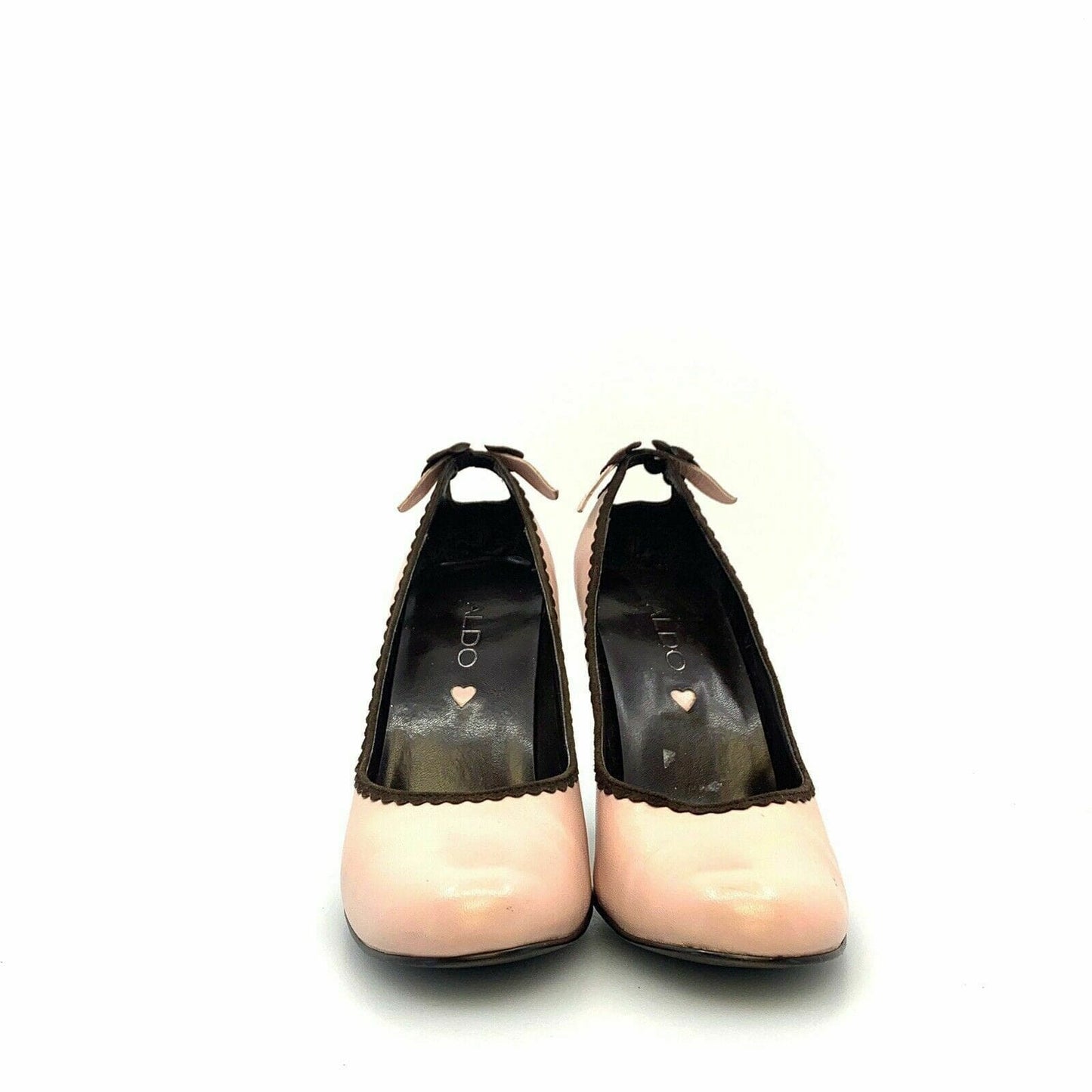 Aldo Womens Round Toe Spool Heel Cutout Flower Pumps, Pink / Brown - Size 6.5