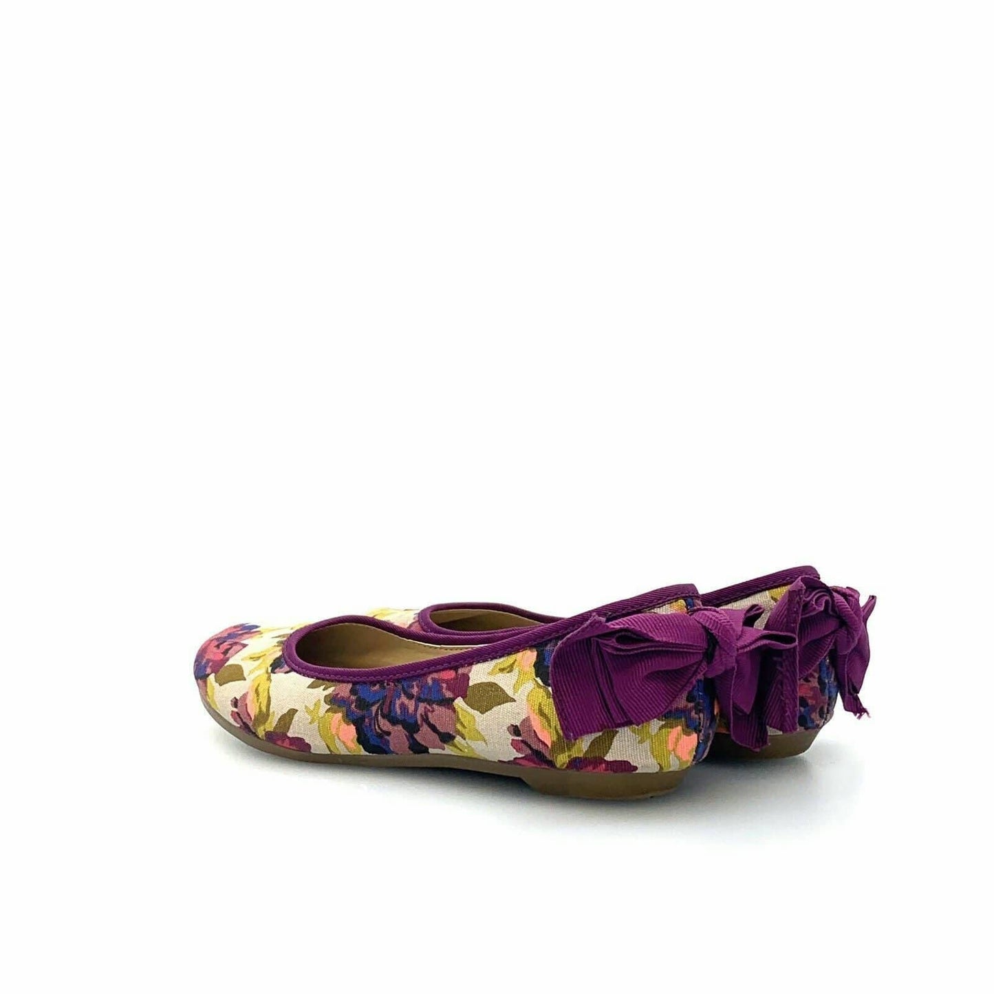 Libby Edelman Women Alize Floral Print Flat Size 6M Bow On Heel Purple