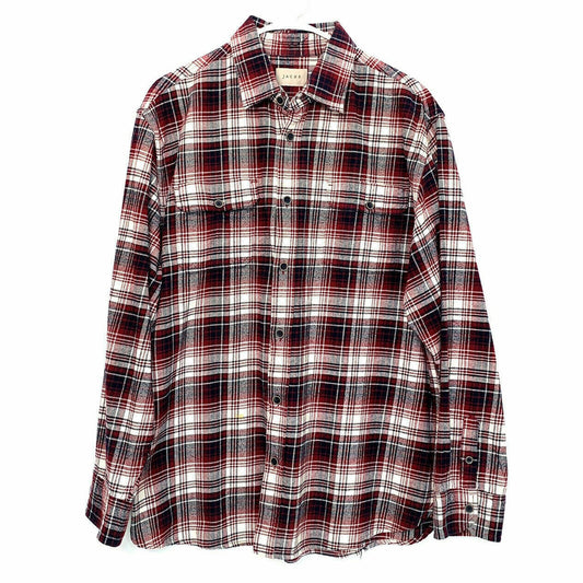 Jachs | Mens Plaid Flannel Button-Up Shirt | Color: Red/Black | Size: XL