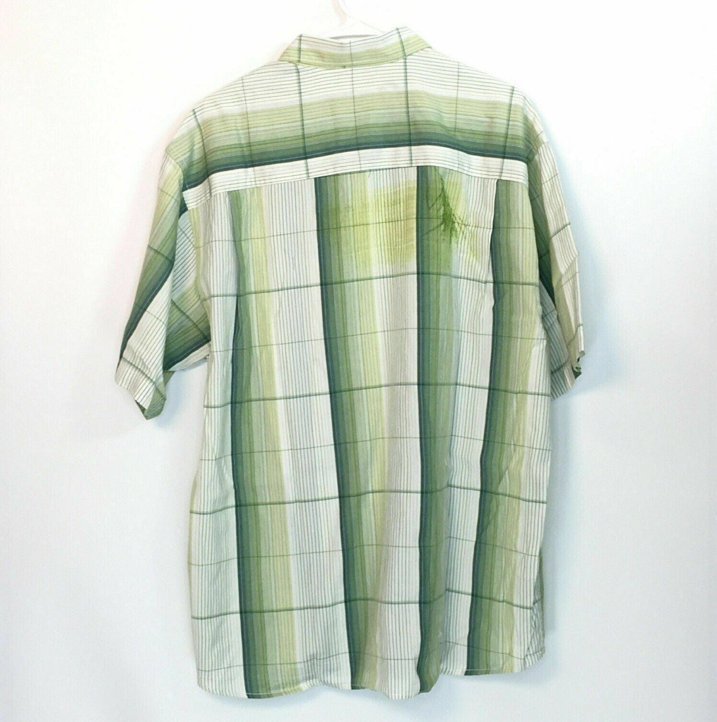 Tommy Bahama Mens Hawaiian Shirt Size XL Green Stripe Palm Tree Motif S/s