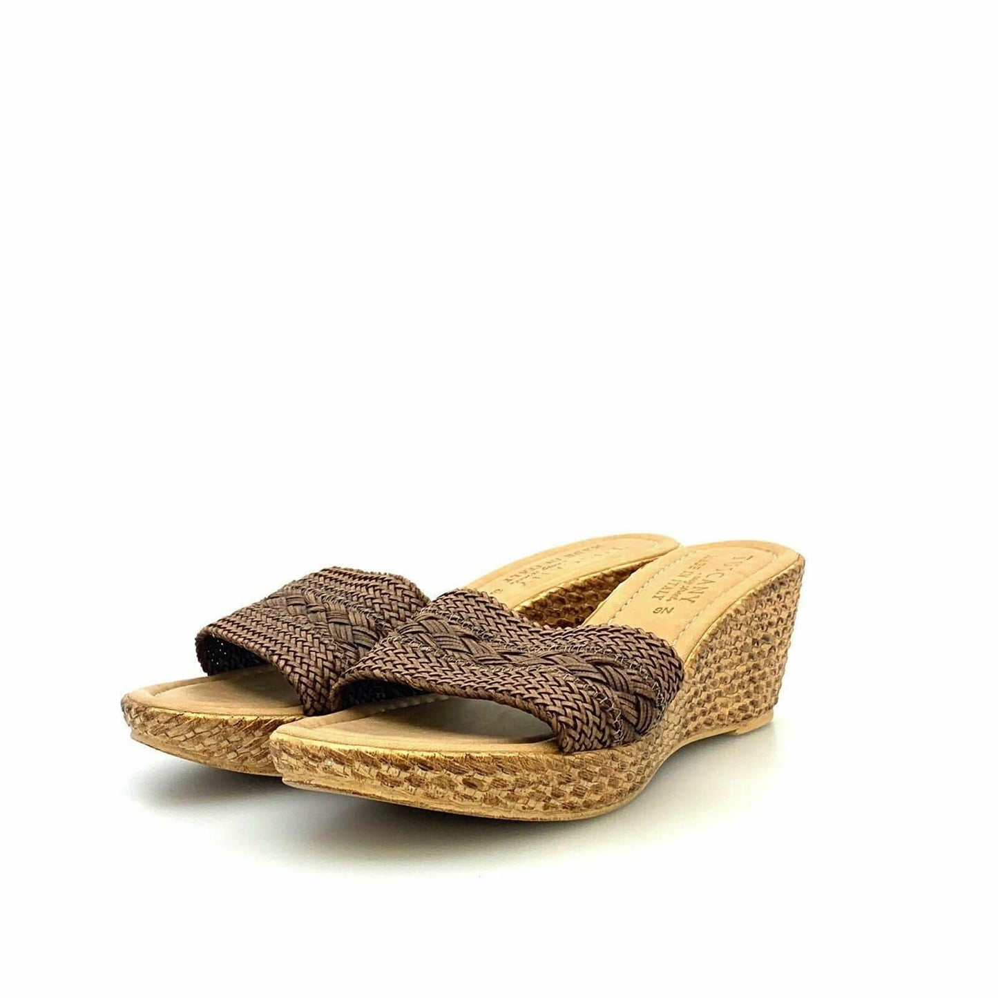Tuscany By Easy Street Womens Woven Lightweight Wedge Heel Sandals, Brown - 9N