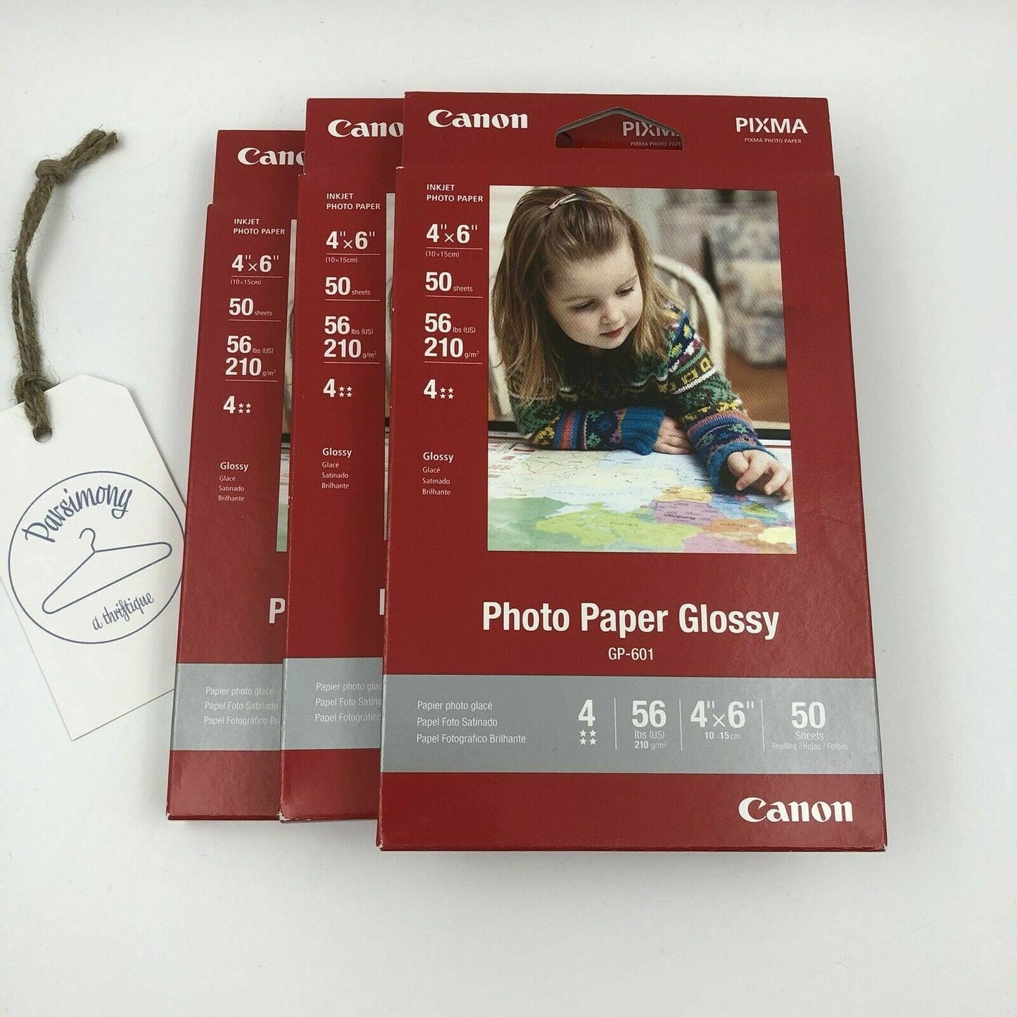 Lot of 3 - Canon Pixma 4" x 6" Photo Paper Glossy GP-601 Packs / 50 Sheets ea