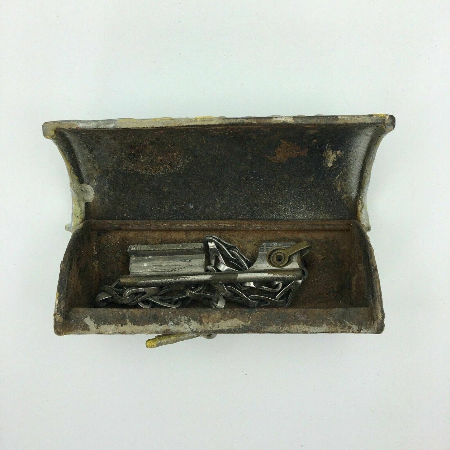 Antique Chicago Watchclock Station Security Cast Iron Box Clock Key Rare !