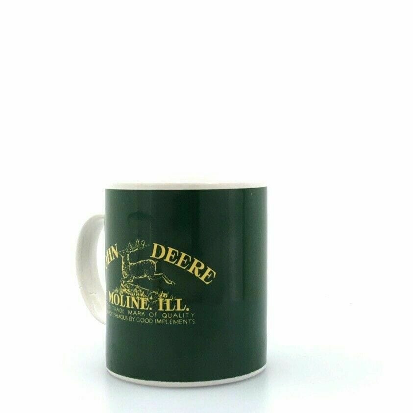 John Deere White Green Coffee Cup Mug “MOLINE ILL” 12 Oz