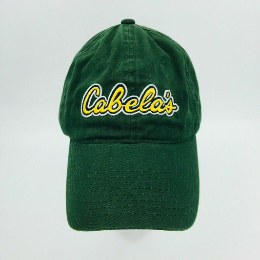 Cabelas Mens Green Yellow Hat Logo OSFM Strapback Cap Retro Dad