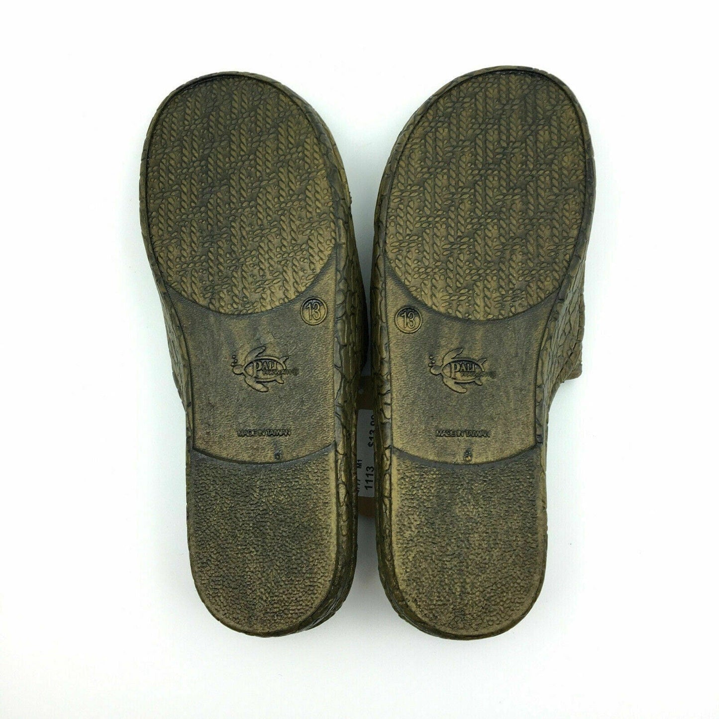 Pali Hawaii Size 13 Brown Rubber Sandals Classic Jandals Slides Shower Shoes