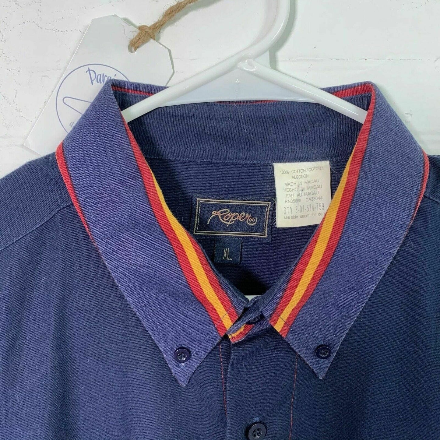 Roper Mens Size XL Blue Red Yellow Western Shirt Button-Up L/s