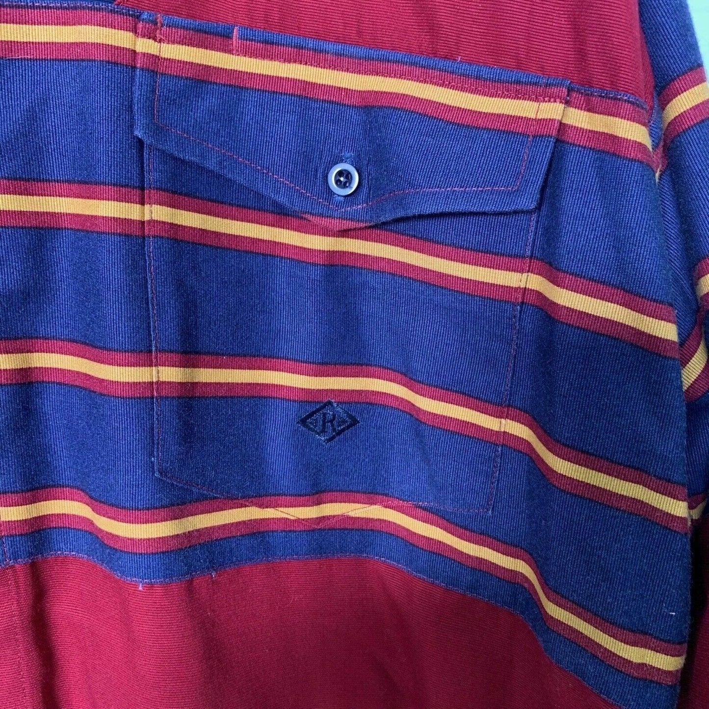 Roper Mens Size XL Blue Red Yellow Western Shirt Button-Up L/s